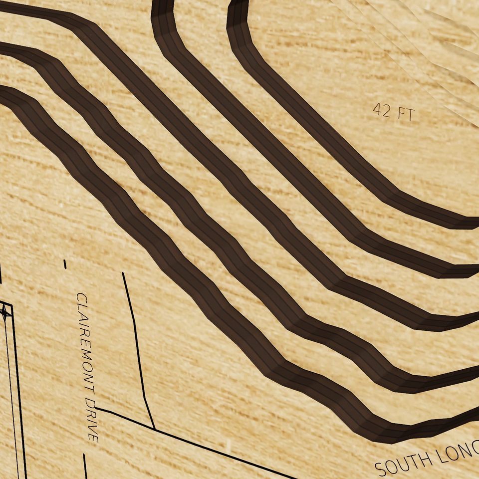 Lake Orion 3D wood map, detail view