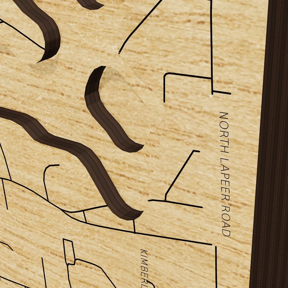 Lake Orion 3D wood map, detail view