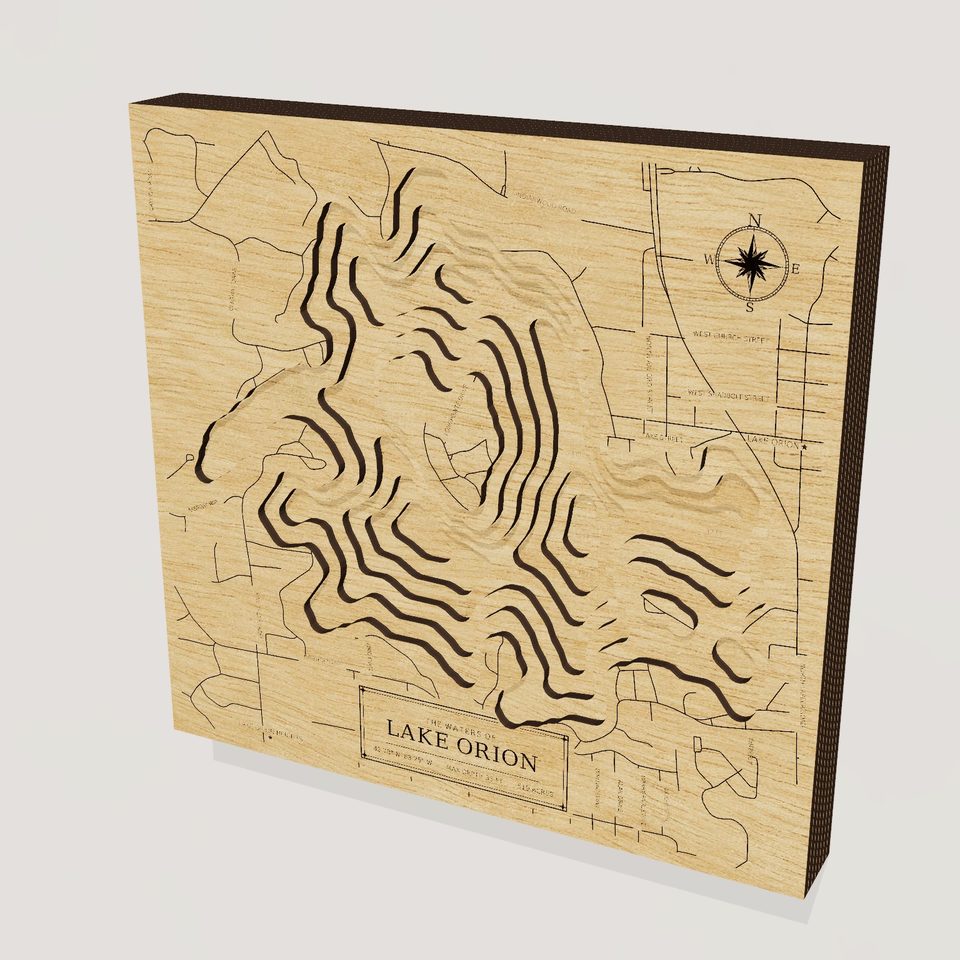 Lake Orion 3D wood map, hero view