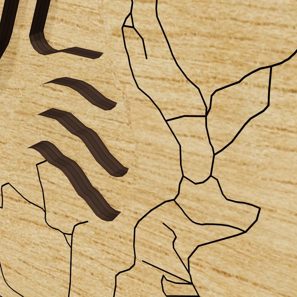 Lake Oscawana 3D wood map, detail view