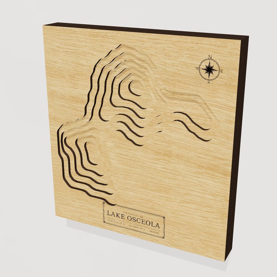 Lake Osceola 3D wood map, hero view