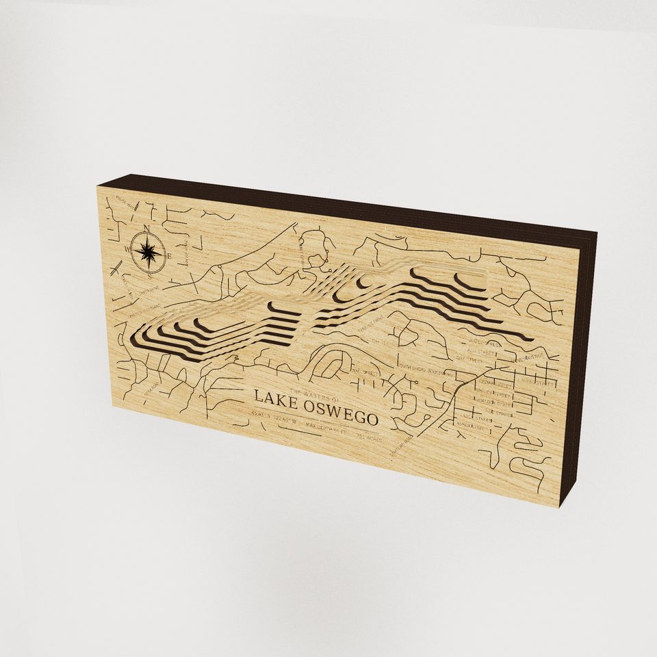 Lake Oswego 3D wood map, hero view