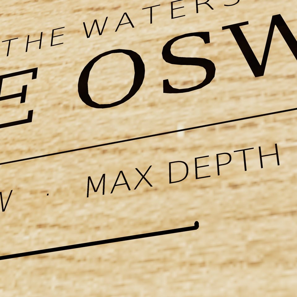 Lake Oswego 3D wood map, title view
