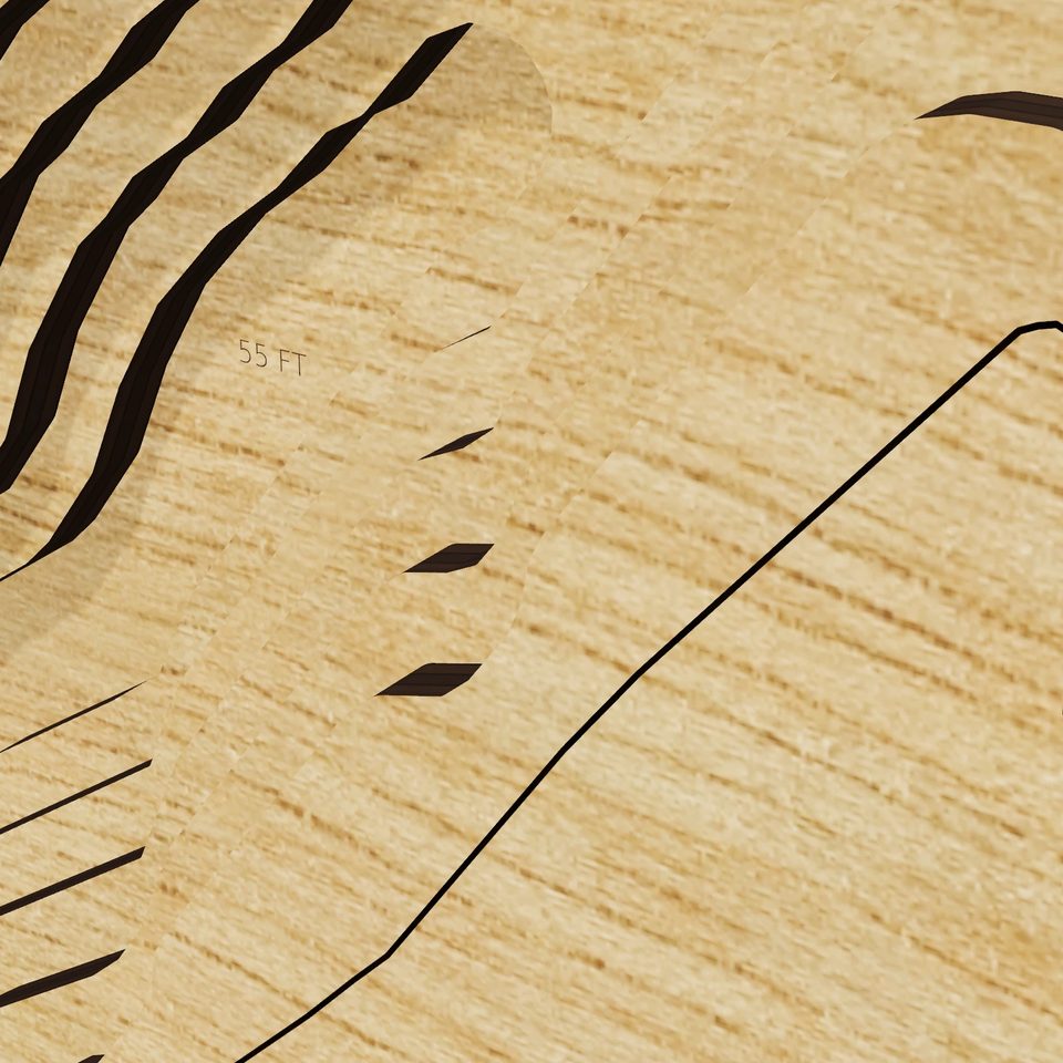 Lake Owassa 3D wood map, detail view
