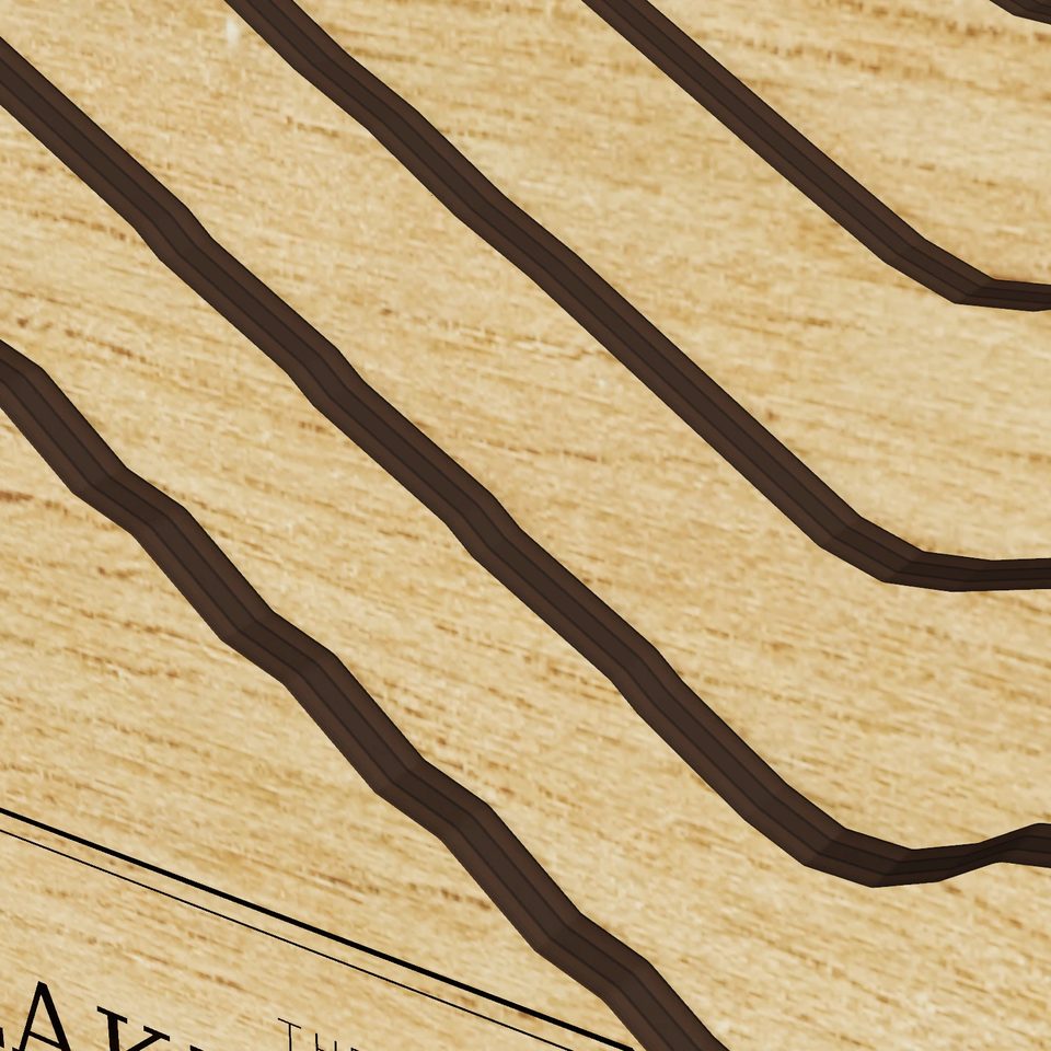 Lake Palmdale 3D wood map, detail view
