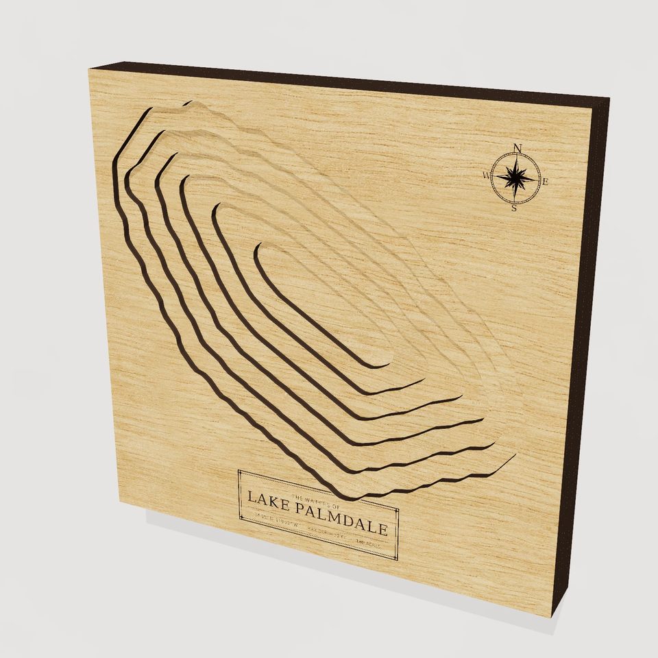 Lake Palmdale 3D wood map, hero view