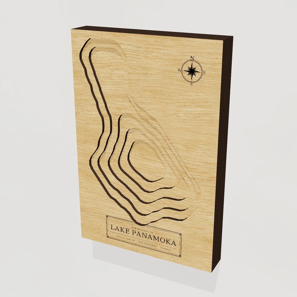 Lake Panamoka 3D wood map, hero view