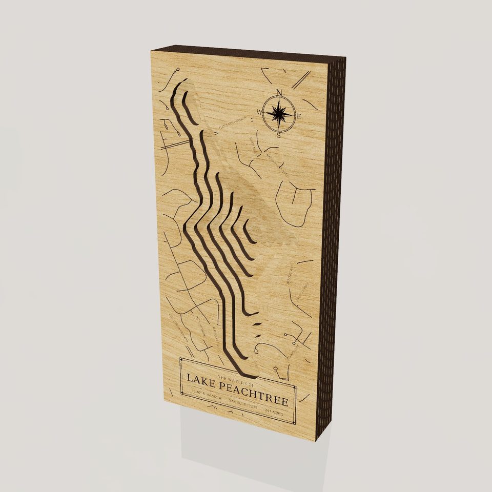 Lake Peachtree 3D wood map, hero view