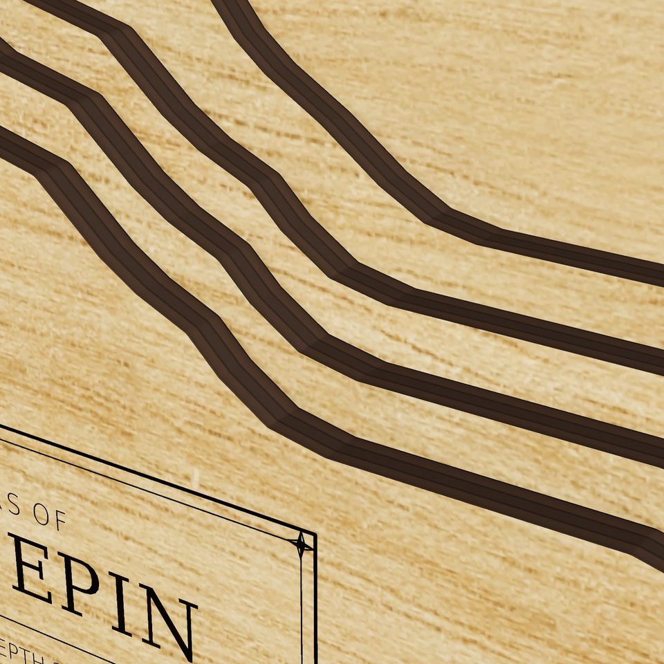 Lake Pepin 3D wood map, detail view