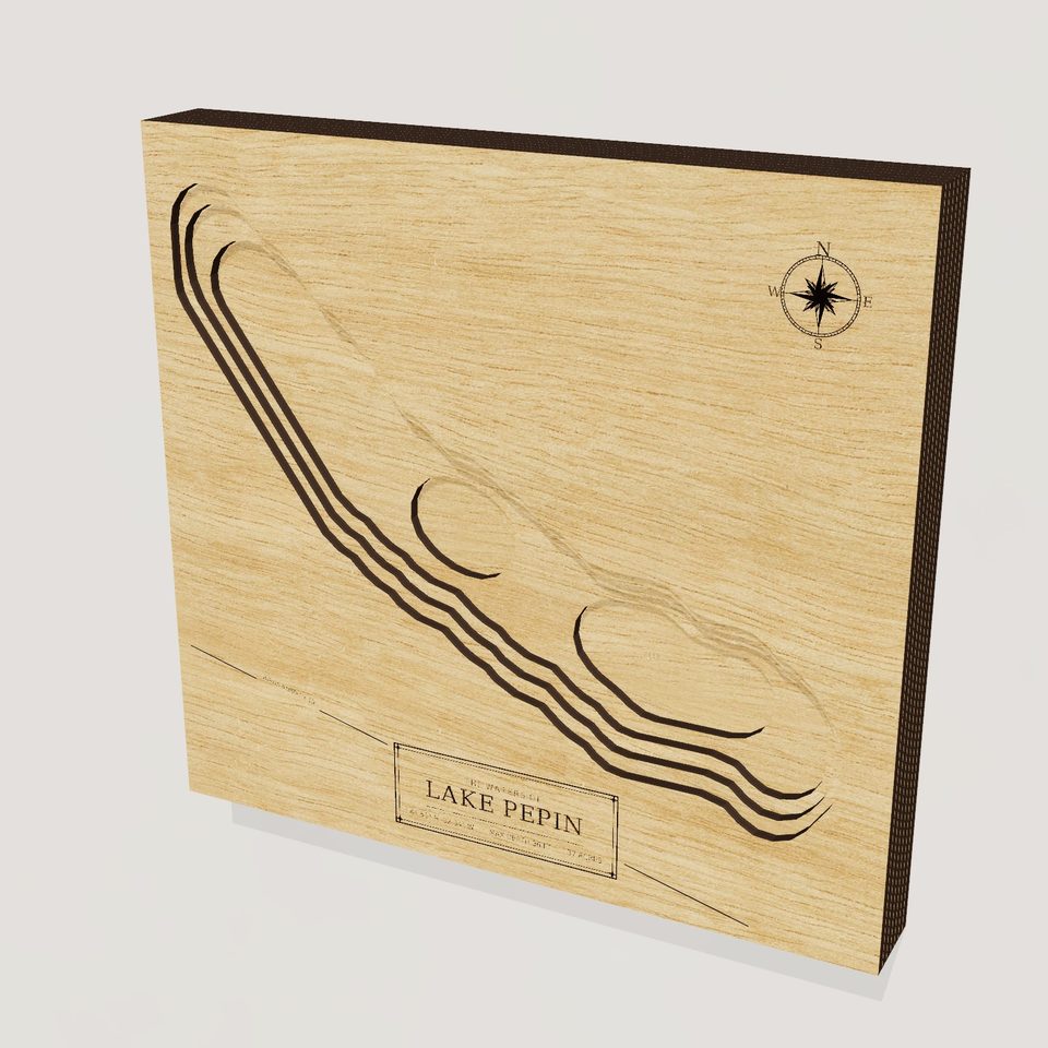 Lake Pepin 3D wood map, hero view