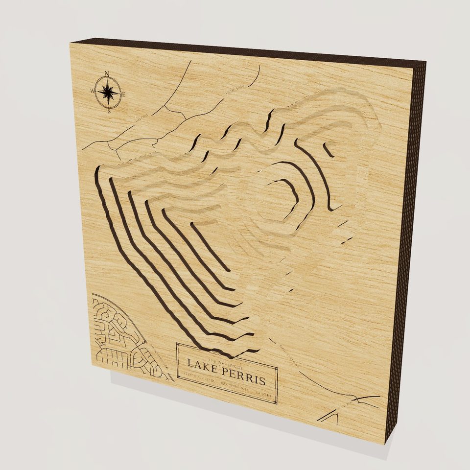 Lake Perris 3D wood map, hero view