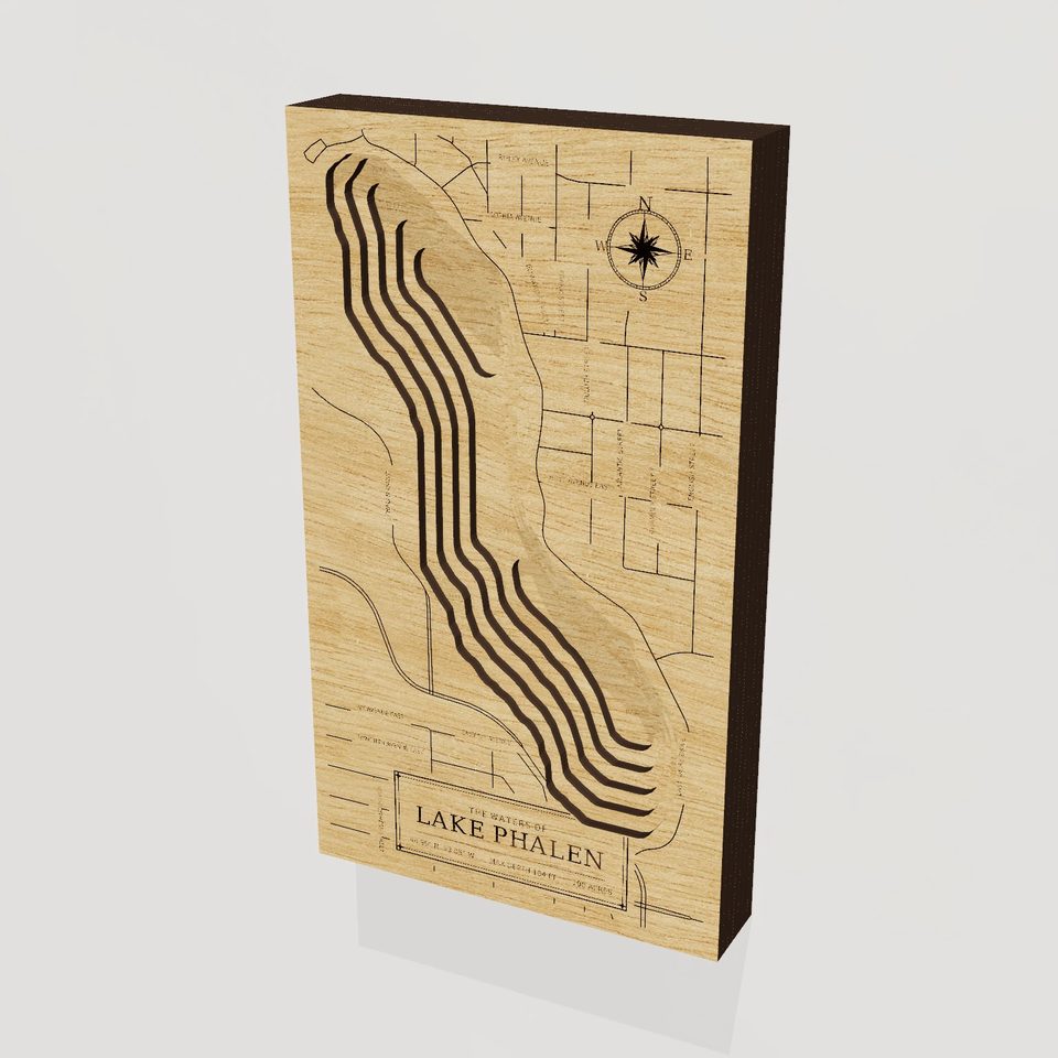 Lake Phalen 3D wood map, hero view