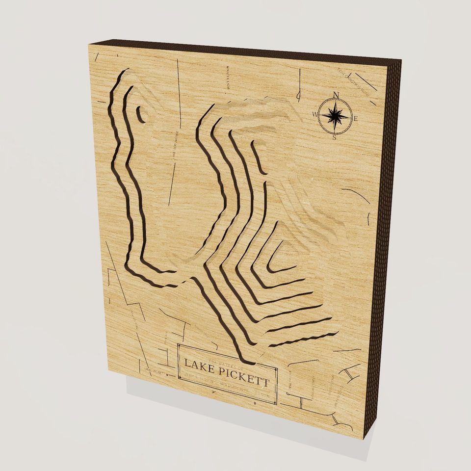 Lake Pickett 3D wood map, hero view
