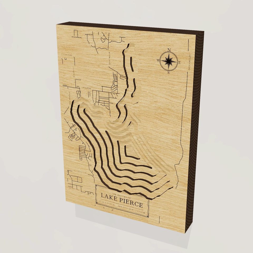 Lake Pierce 3D wood map, hero view