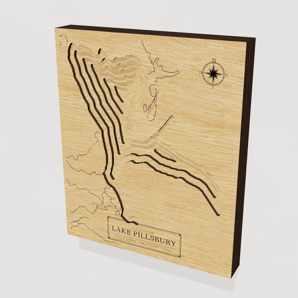 Lake Pillsbury 3D wood map, hero view