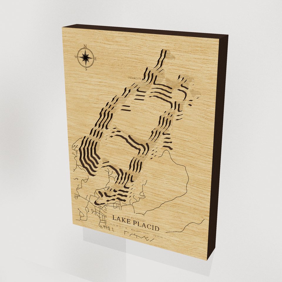 Lake Placid 3D wood map, hero view
