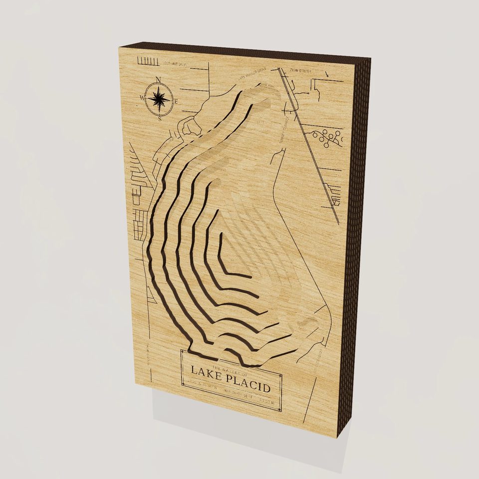 Lake Placid 3D wood map, hero view