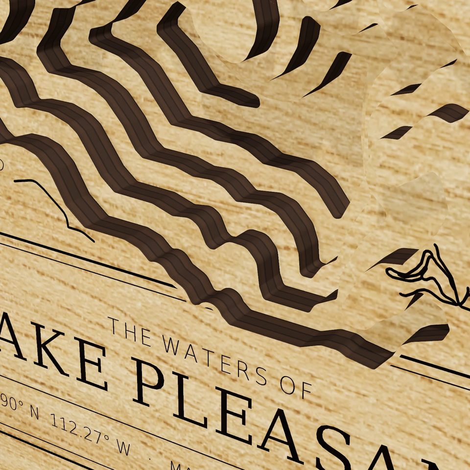 Lake Pleasant 3D wood map, detail view