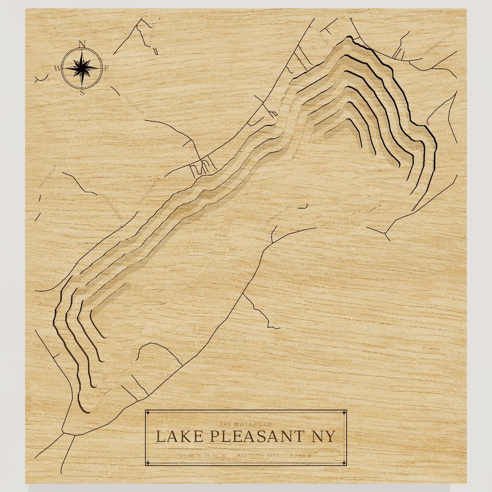 Lake Pleasant 3D wood map, front view