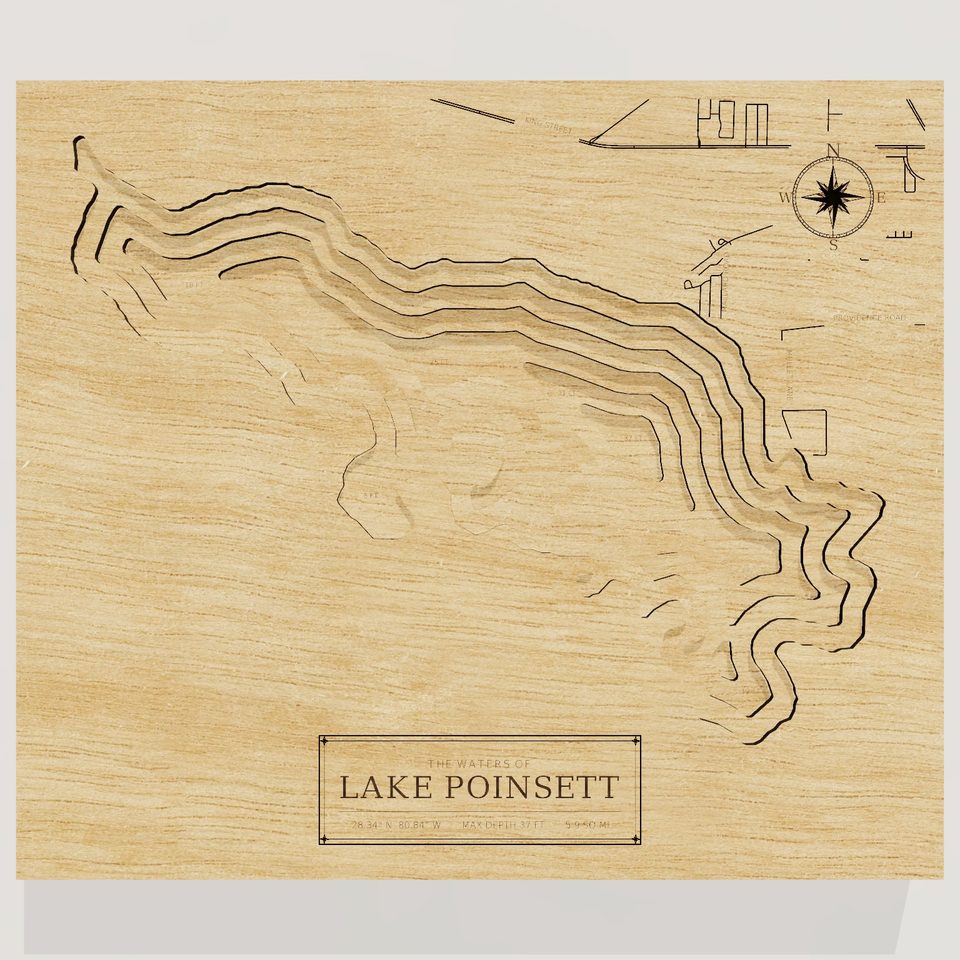 Lake Poinsett 3D wood map, front view