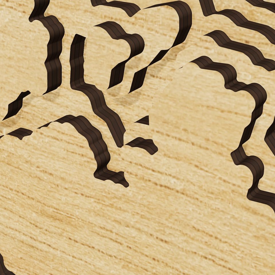 Lake Powell 3D wood map, detail view