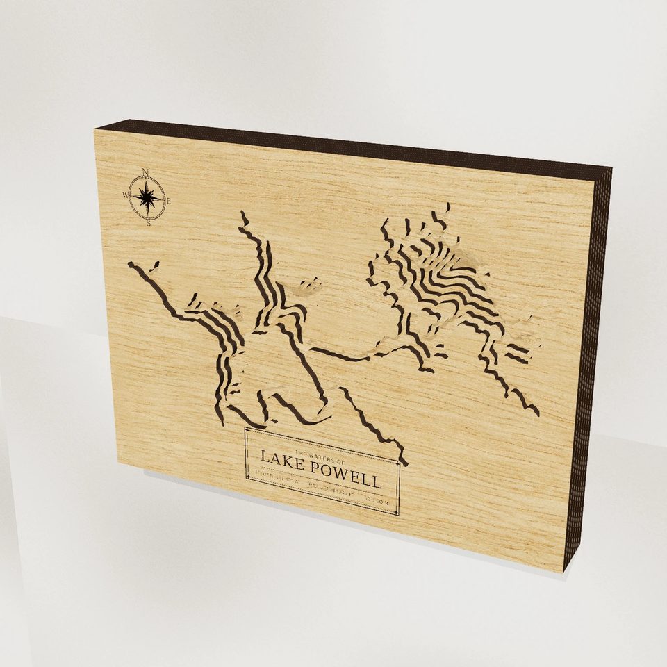 Lake Powell 3D wood map, hero view