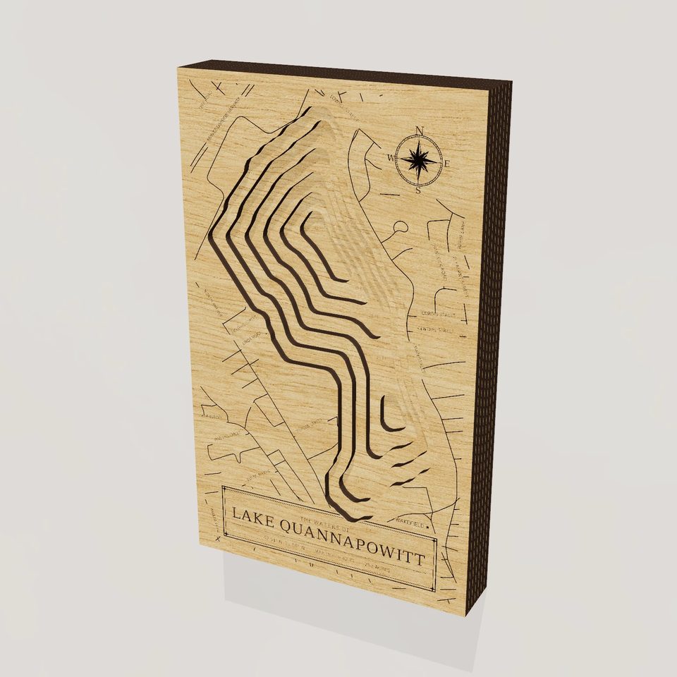 Lake Quannapowitt 3D wood map, hero view