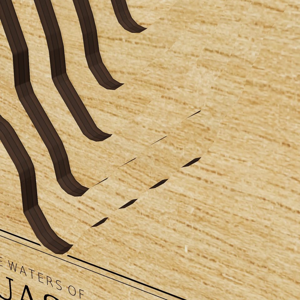 Lake Quassapaug 3D wood map, detail view