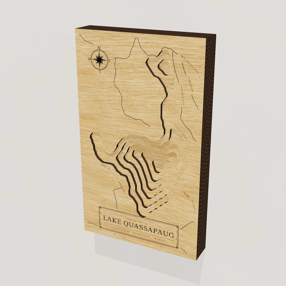 Lake Quassapaug 3D wood map, hero view