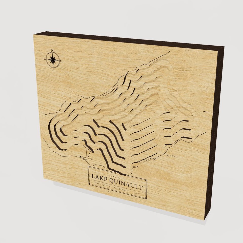 Lake Quinault 3D wood map, hero view