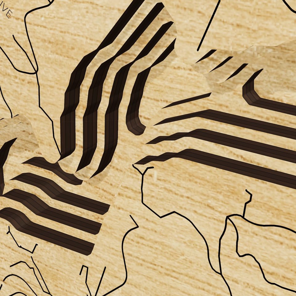 Lake Rabun 3D wood map, detail view