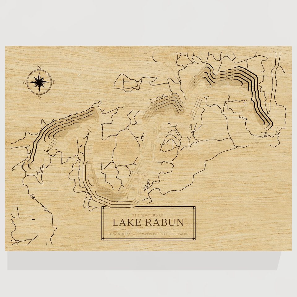 Lake Rabun 3D wood map, front view