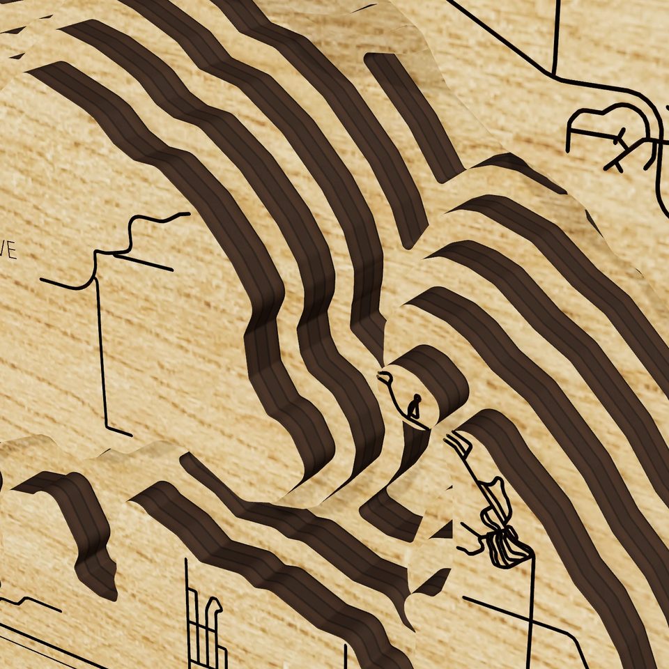 Lake Red Rock 3D wood map, detail view