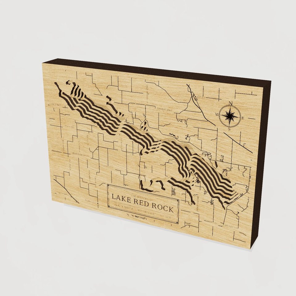 Lake Red Rock 3D wood map, hero view