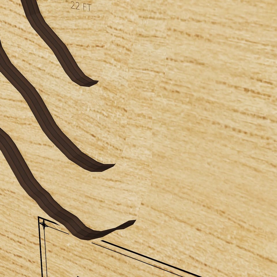 Lake Ripley 3D wood map, detail view