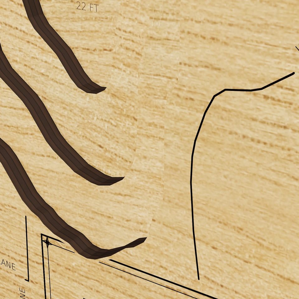 Lake Ripley 3D wood map, detail view