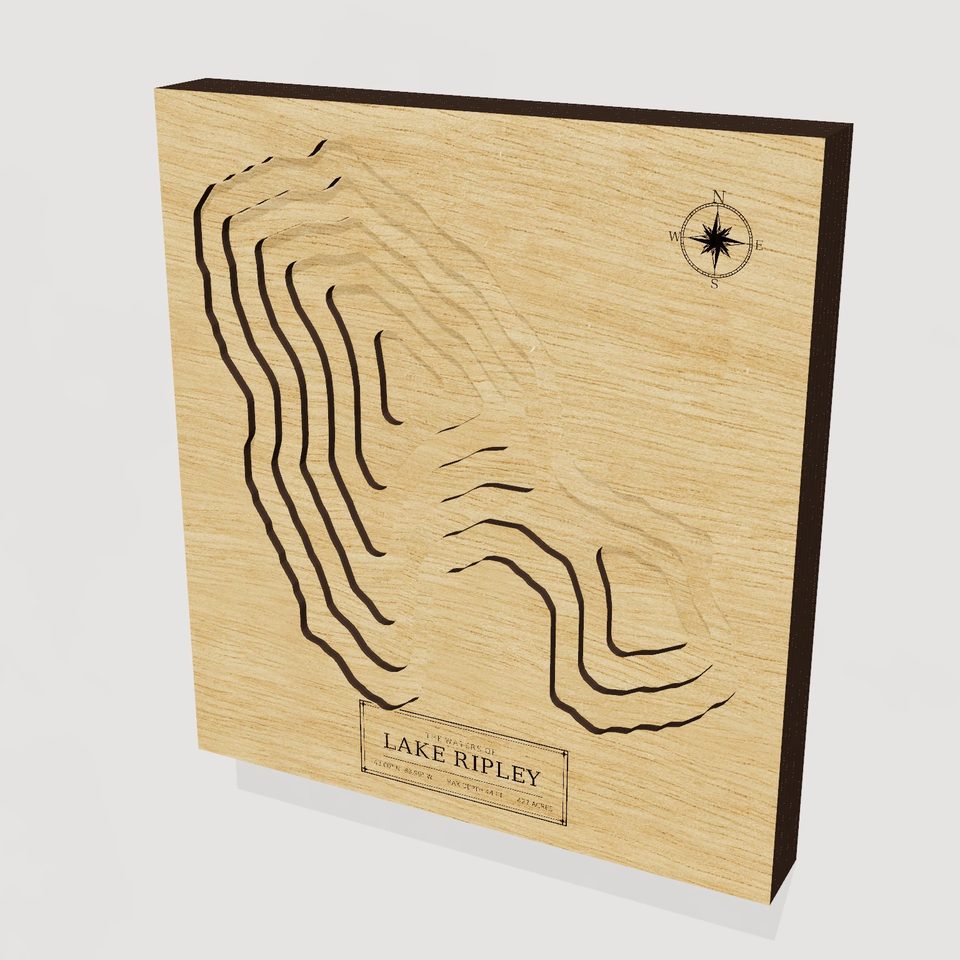 Lake Ripley 3D wood map, hero view
