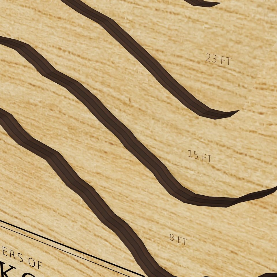 Lake Ronkonkoma 3D wood map, detail view