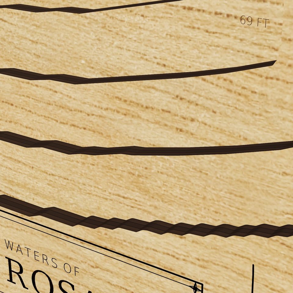 Lake Rosalie 3D wood map, detail view