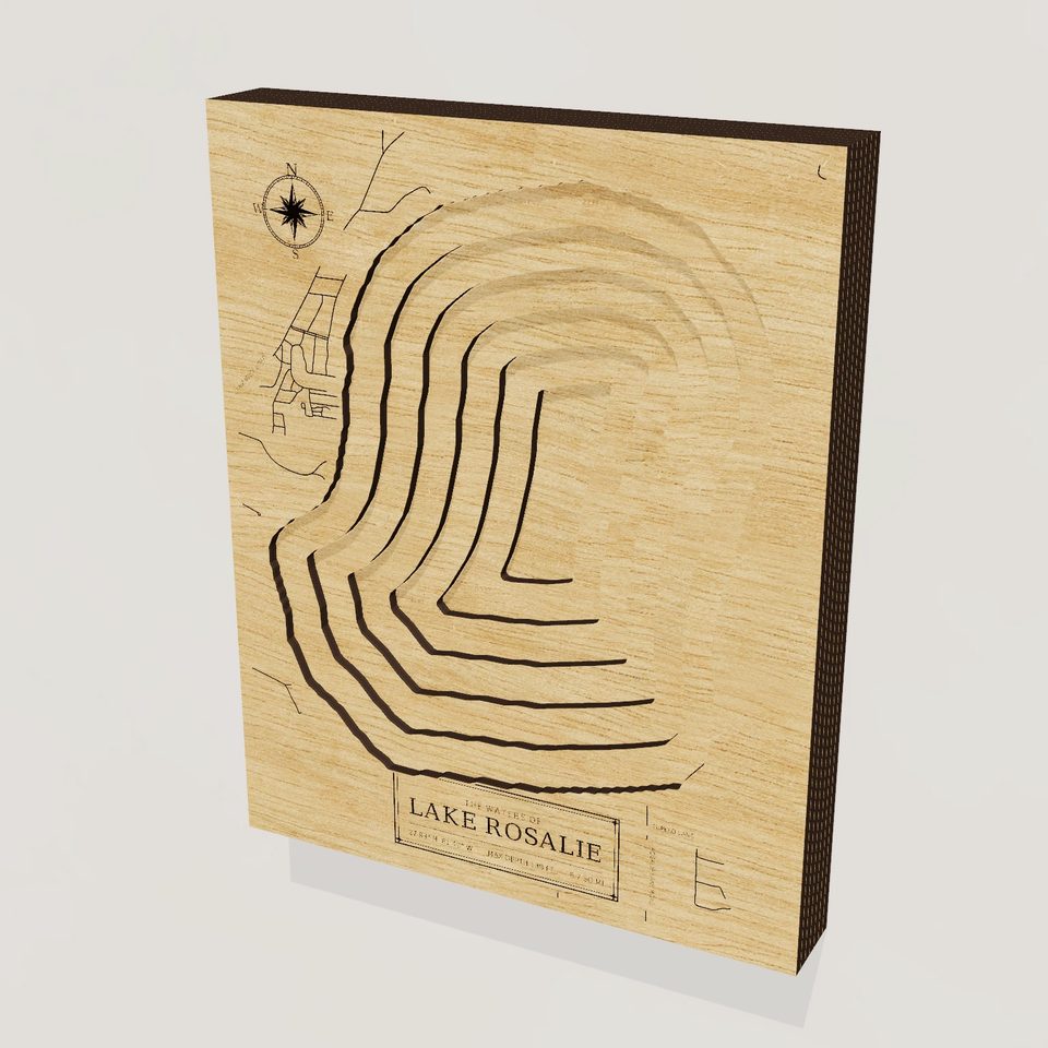 Lake Rosalie 3D wood map, hero view