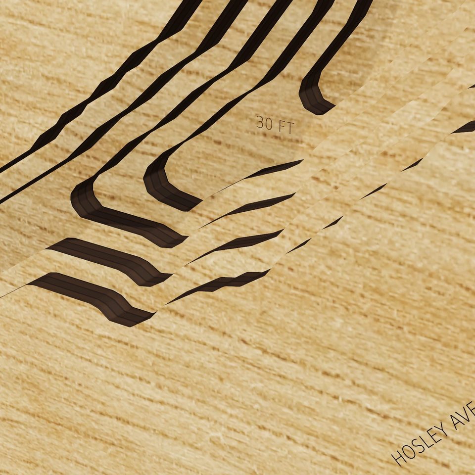 Lake Saltonstall 3D wood map, detail view