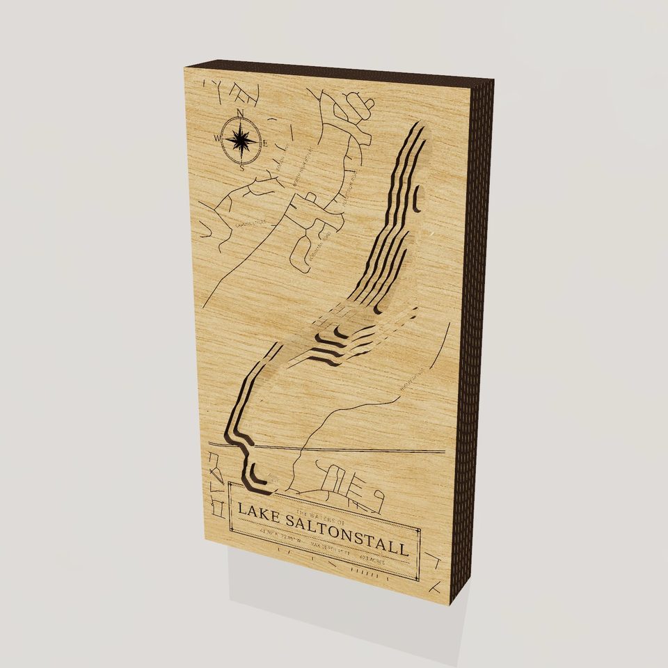 Lake Saltonstall 3D wood map, hero view