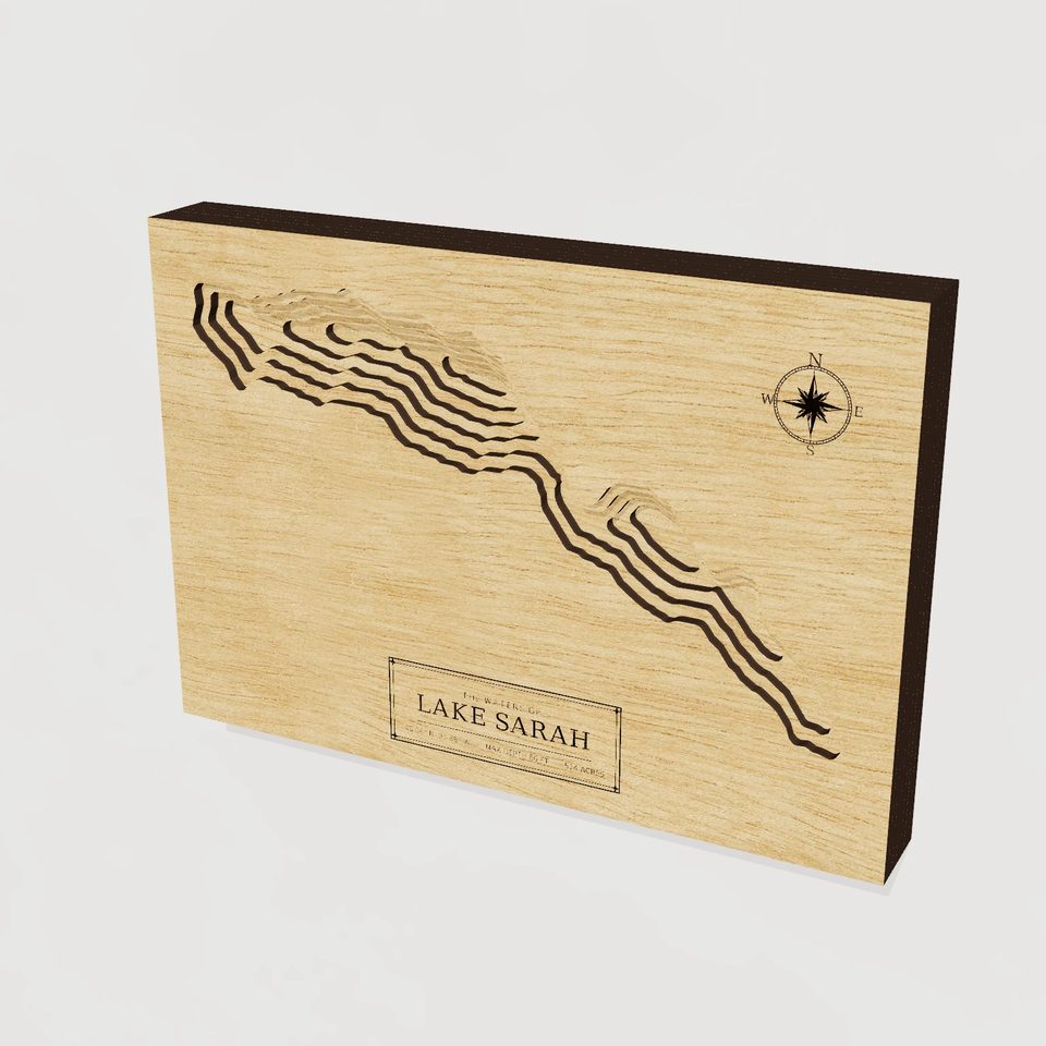 Lake Sarah 3D wood map, hero view