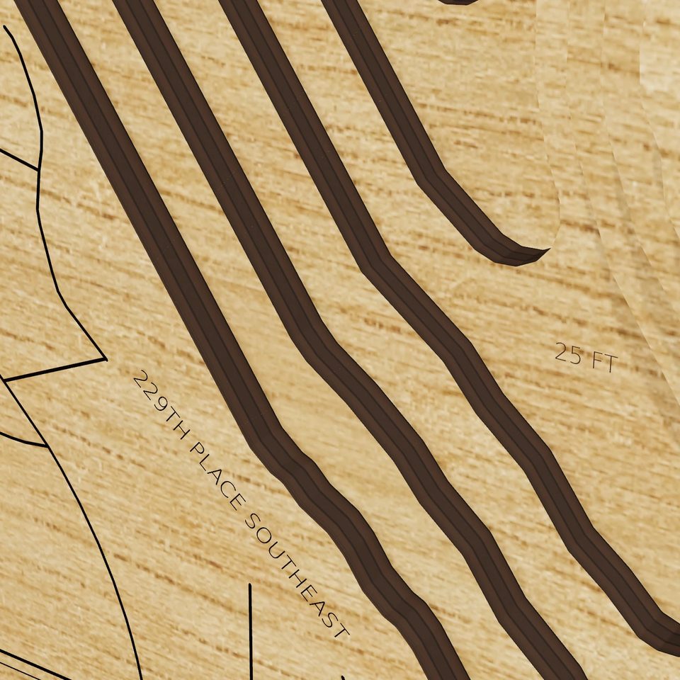 Lake Sawyer 3D wood map, detail view