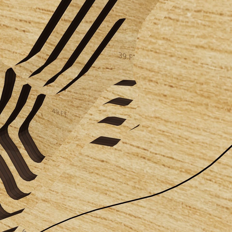 Lake Sebago 3D wood map, detail view