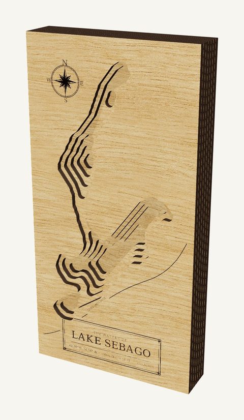 Lake Sebago wood map