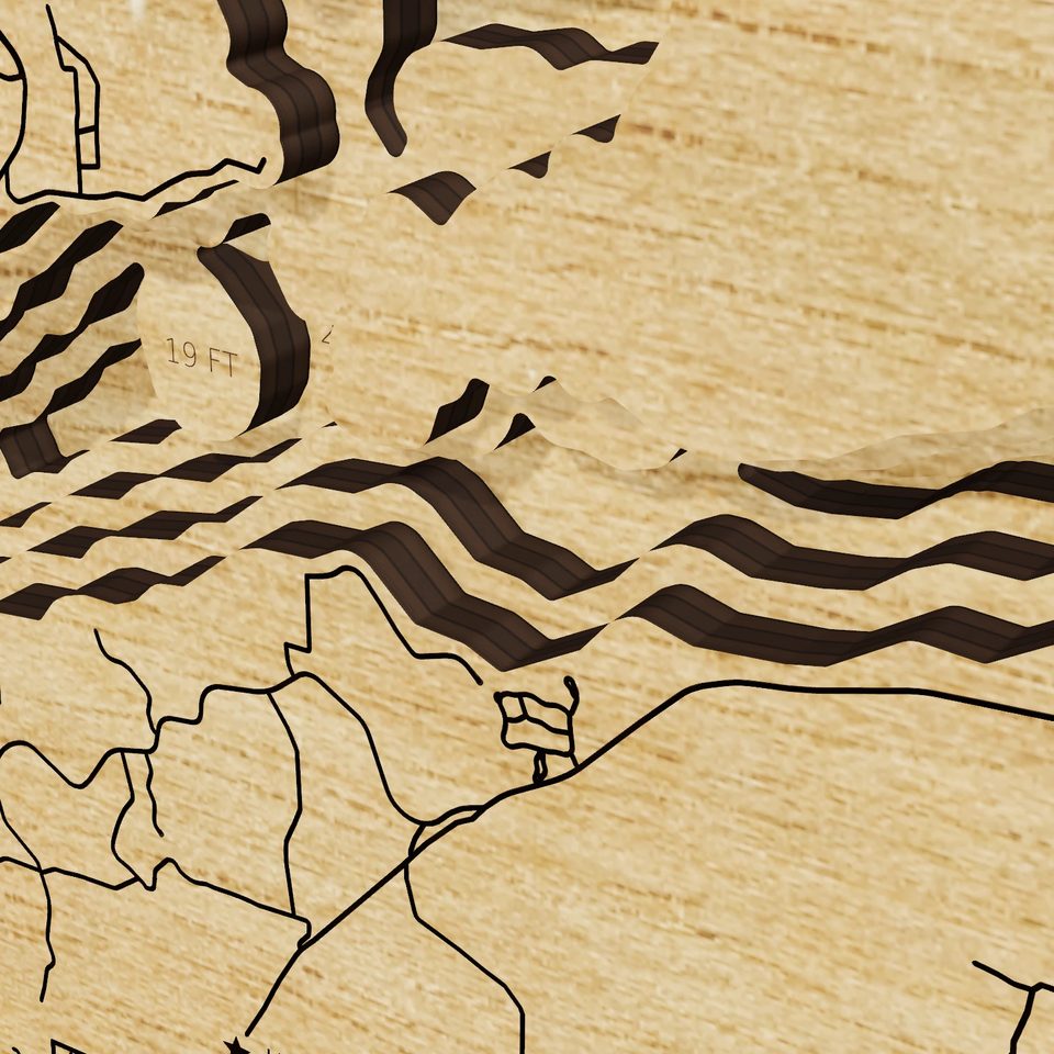 Lake Seminole 3D wood map, detail view