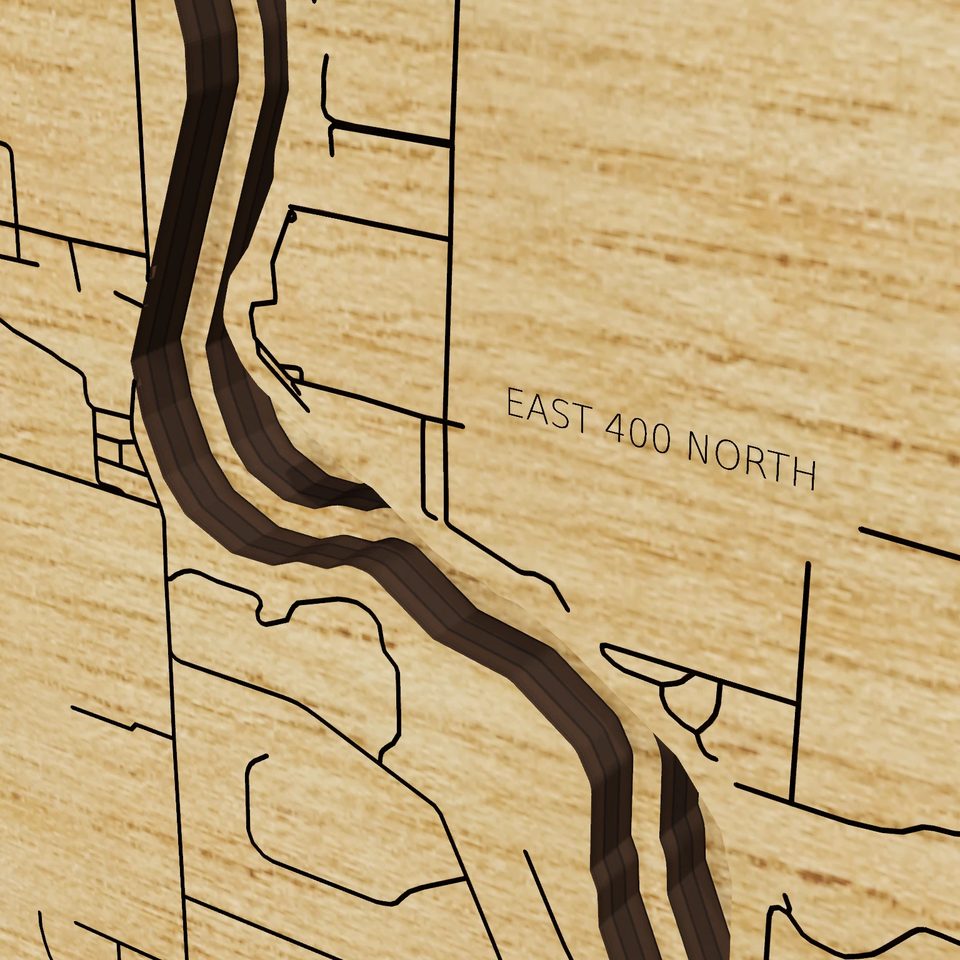 Lake Shafer 3D wood map, detail view