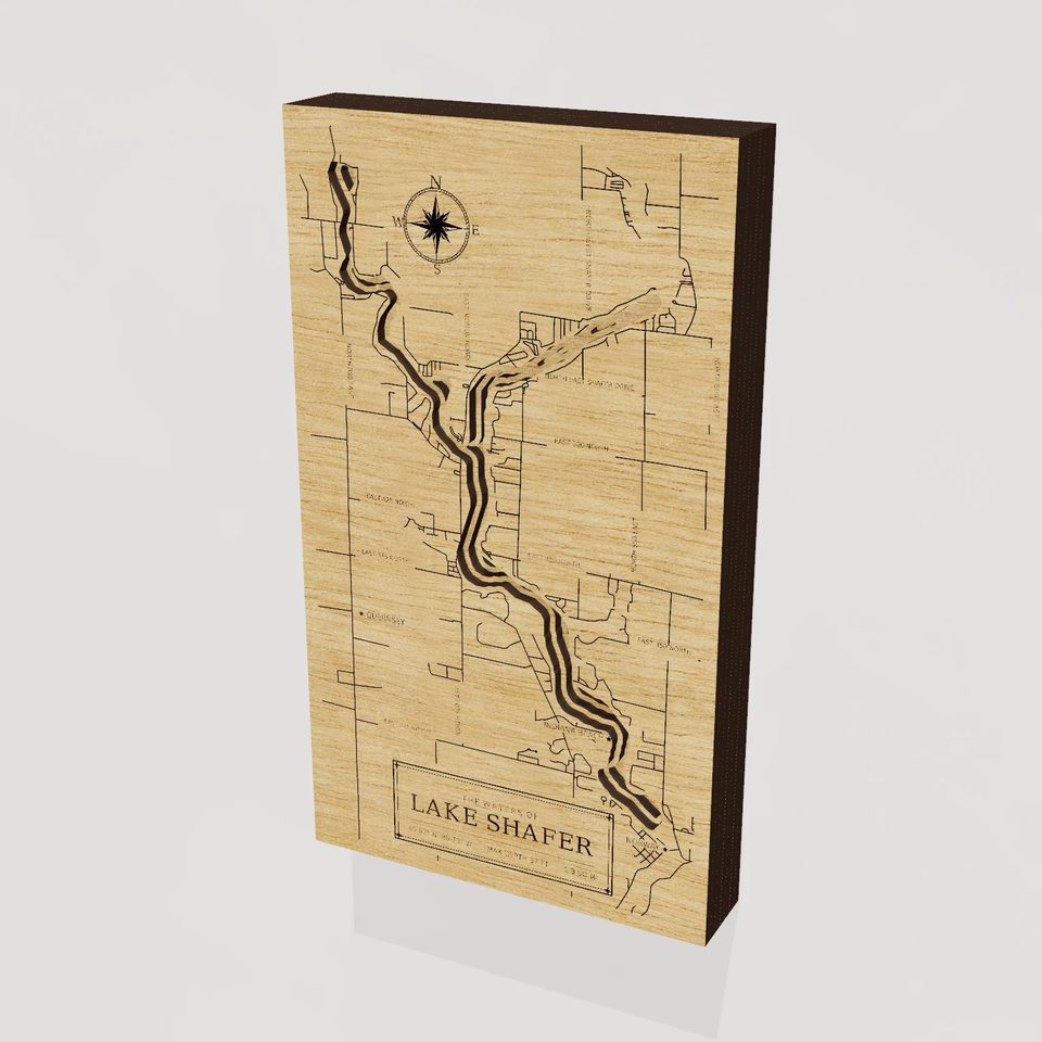 Lake Shafer 3D wood map, hero view
