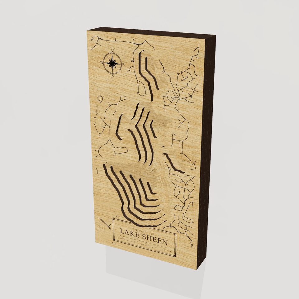 Lake Sheen 3D wood map, hero view